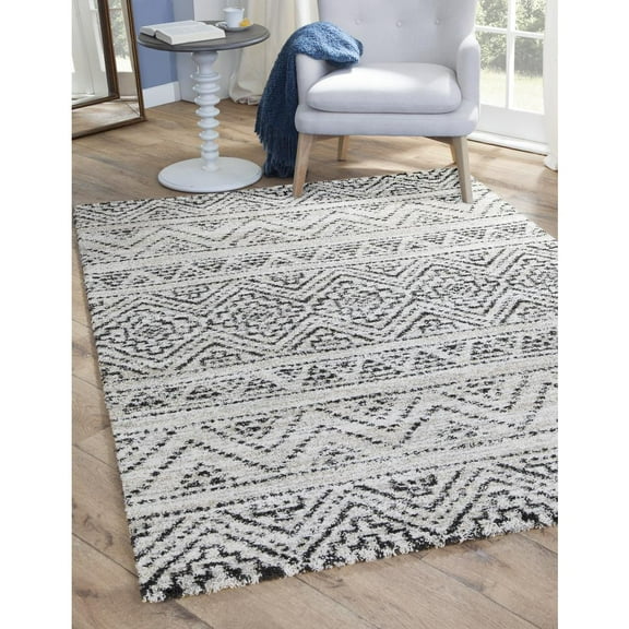 Abacasa Granada Sella Ivory/Natural/Black Area Rug, 5'3" x 7'6"