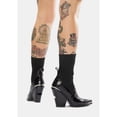 thumbnail image 2 of Azalea Wang Katarina Black Ankle Bootie Cut Chunky Heel Pointed Toe Western Boots (Black, 6), 2 of 6