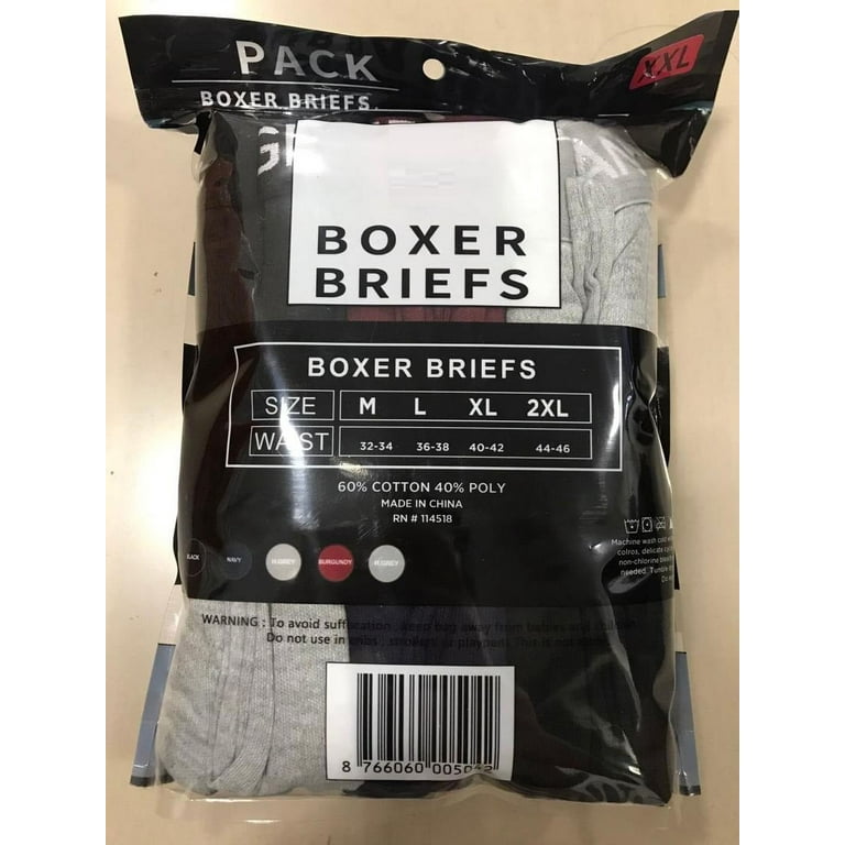 Men's Solid Colored Urban Edge Boxer Briefs - Sizes Medium-2XL - 6 Pack