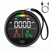 Portable Air Quality Monitor – C O Level, Temperature & Humidity Display, Rechargeable Device for Hotel, Camping, Car & RV
