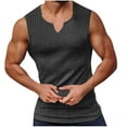 thumbnail image 2 of FNFYFH Mens Tank Tops Mens Cut Off Shirts Dark Gray, Fashion Men Casual Color Casual Fitness Sportswear Round-Neck Tank Top Fashion Savings $15 & Under, 2 of 6