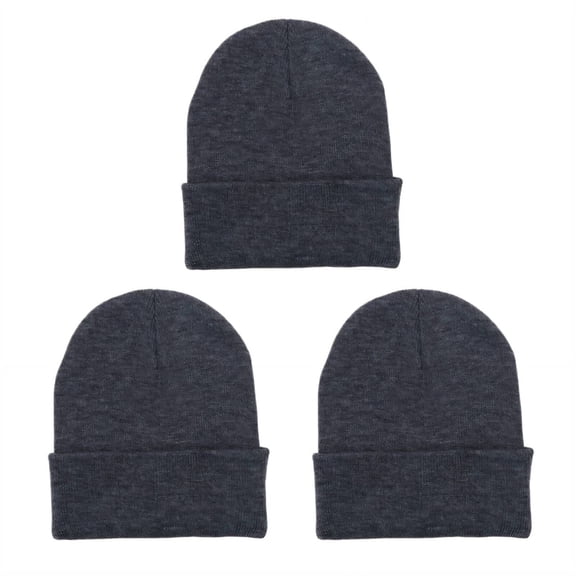 TELOLY 3Pcs Hats for Men,Acrylic Beanies,Easy to Match Men Hats,Grey