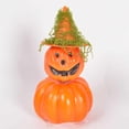 thumbnail image 6 of Mini Halloween Witch Hat Pumpkin Ornament Realistic Grinning Fake Foam Pumpkin Decor for Dining Table Fireplace Mantel Shelf Cabinet Holiday Fall Party Centerpiece, Halloween, Green, Style E, 6 of 7