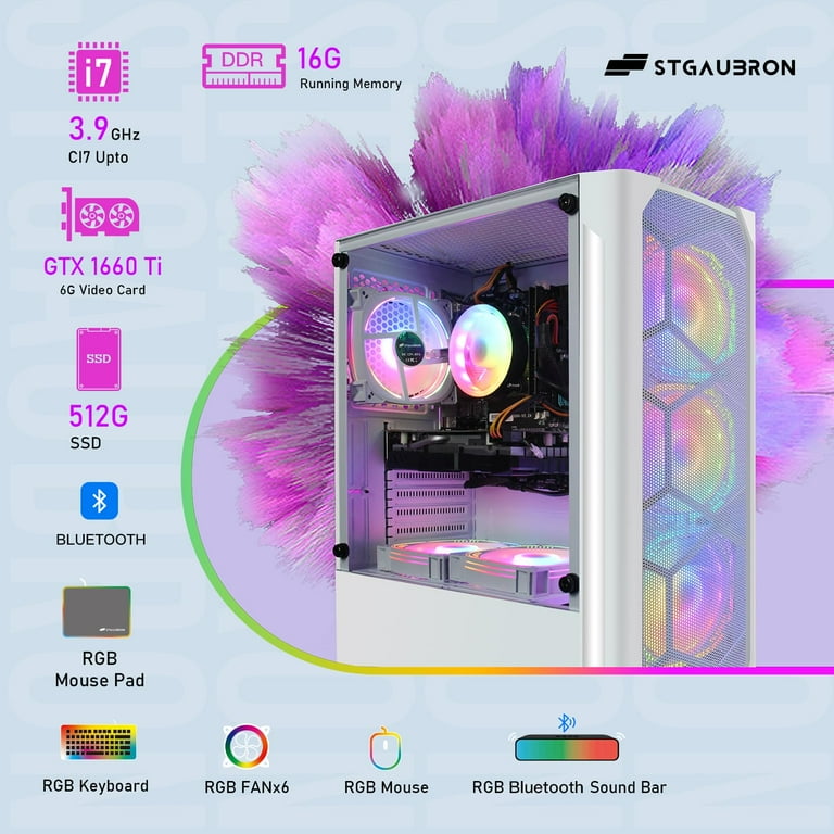 STGAubron Gaming PC, Intel I7 3.4-3.9GHz, 16G RAM, 512G SSD STGAubron Gaming PC, Intel I7 3.4-3.9GHz, 16G RAM, 512G SSD