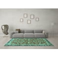 thumbnail image 3 of Ahgly Company Machine Washable Indoor Rectangle Persian Turquoise Blue Traditional Area Rugs, 7' x 9', 3 of 4