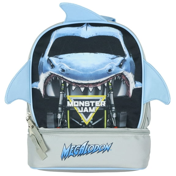 Monster Jam Lunchbox Megalodon 3D Fins Dual Compartment Insulated Cooler Bag