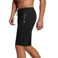 thumbnail image 5 of Besolor Mens Athletic Shorts Knee Length Lightweight Quick Dry Running Workout Drawstring Elastic Waist Shorts with Zipper Pockets(X-Small,Black), 5 of 6
