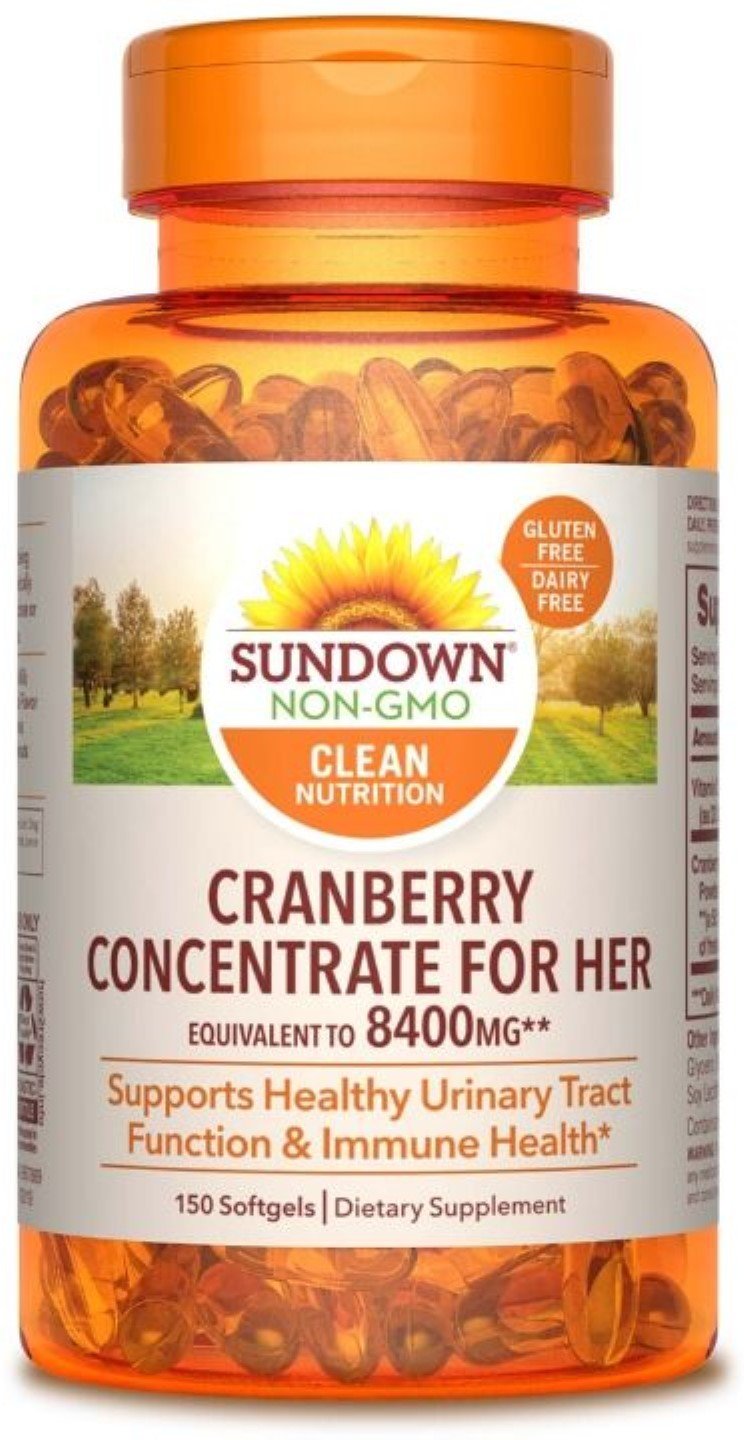 Sundown Naturals Super Cranberry 8400 mg Plus Vitamin D3 1000 IU, 150 Softgels