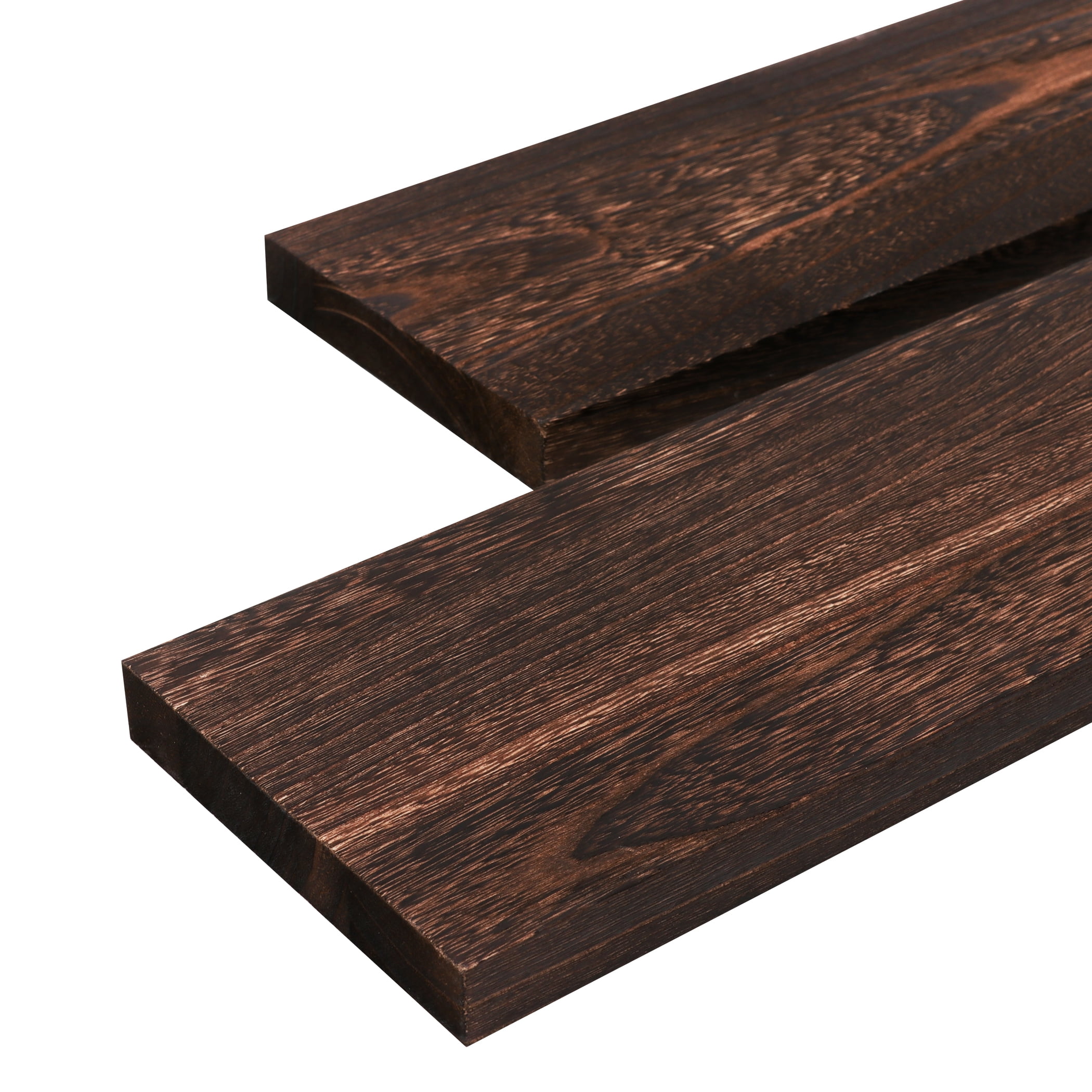 Lavievert Wall Mounted Floating Shelves Set of 2, Rustic Wood Storage Rack with Industrial L-Shaped Metal Bracket for Bedroom, Living Room, Bathroom, Kitchen, Office - Rustic Brown