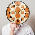 thumbnail image 6 of Yayeee Wall Clock Battery Operated 9.5" Silent Quartz Non-Ticking for Living Room Decor, Orange Geometric Pattern, 6 of 8
