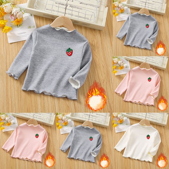 Tranfacy Toddler Girls Fall Winter Blouse and Shirt Pullover Ruffle Warm Solid Long Sleeve Turndown Collar Daily Outfit Tops for 2‑12 Years Old
