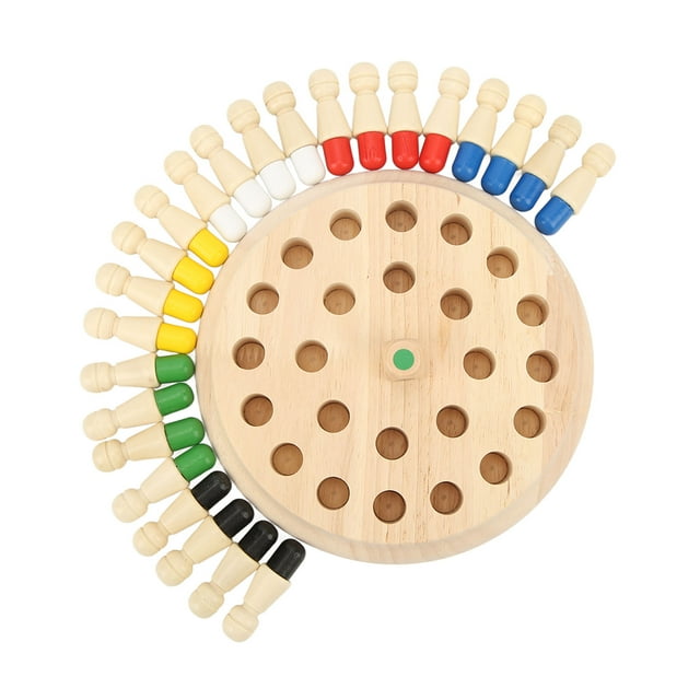 Wooden Memory Match Stick Chess, Educational Color Recognition Funny Block Board Game Cultivate Logic Ability For Over 3 Years Old
