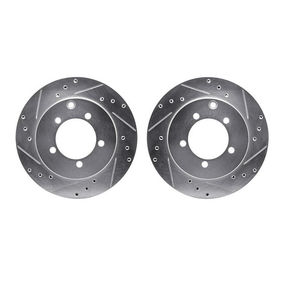 Dynamic Friction Company Rear Brake Rotors-Drilled and Slotted-Silver 7002-72048