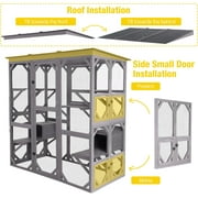 Aivituvin 71.1L Large Outdoor Cat Catio, Walk-In Wooden Cat Enclosure with 7 Platforms, 2 Resting Houses and Weather-Resistant Roof