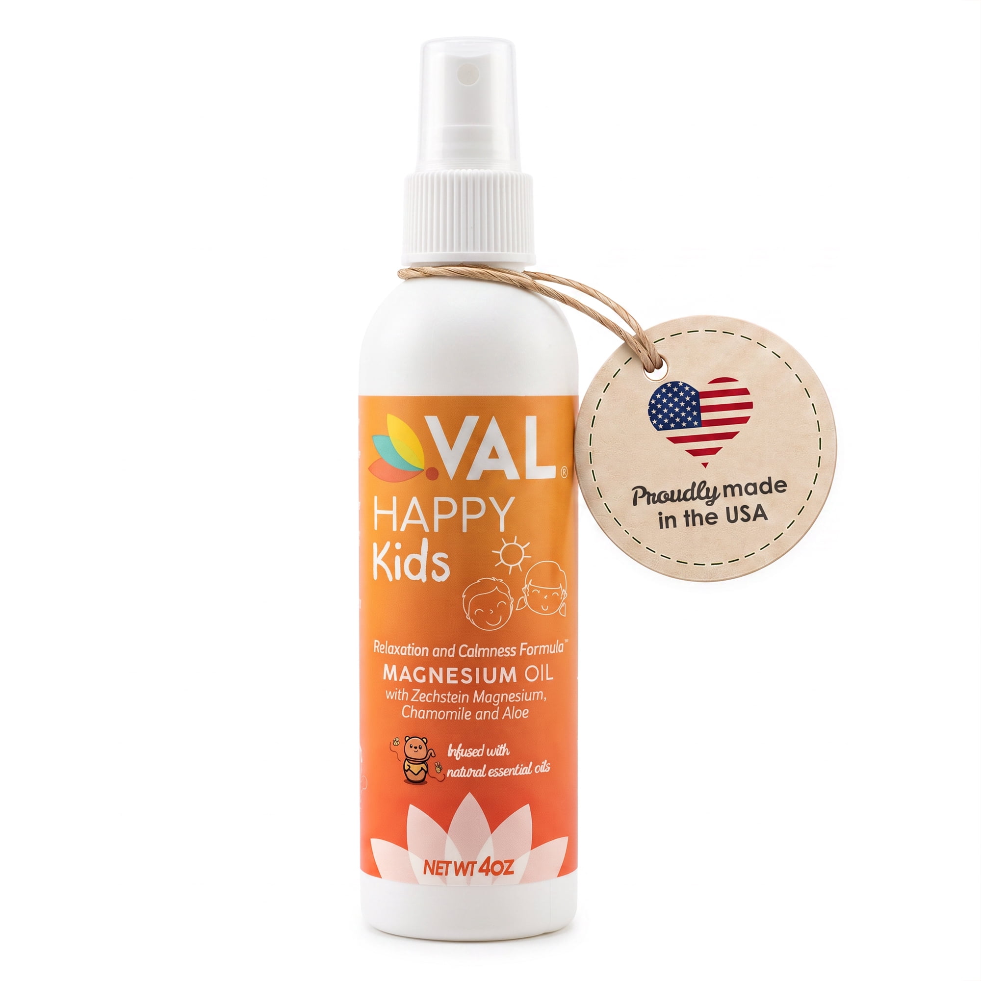 Val Kids Magnesium Oil Spray, 4 oz | Fast-Absorbing Relaxation Formula | Pure Zechstein Magnesium Chloride