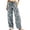 Blue, variant on Women Camo Wide Leg Cargo Pants Drawstring Elastic Waist Multi Pockets Loose Casual Pants for Hiking and Daily Outings