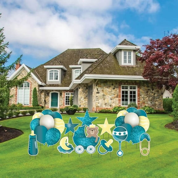 Victory Store Teal Glitter Baby Shower Party Supplies Set 19592