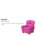 thumbnail image 4 of BizChair Contemporary Hot Pink Vinyl Kids Recliner with Cup Holder, 4 of 12