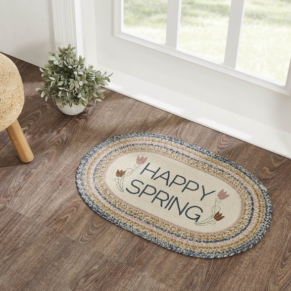 VHC Brands Kaila Happy Spring Jute Rug Oval w/Pad 20x30