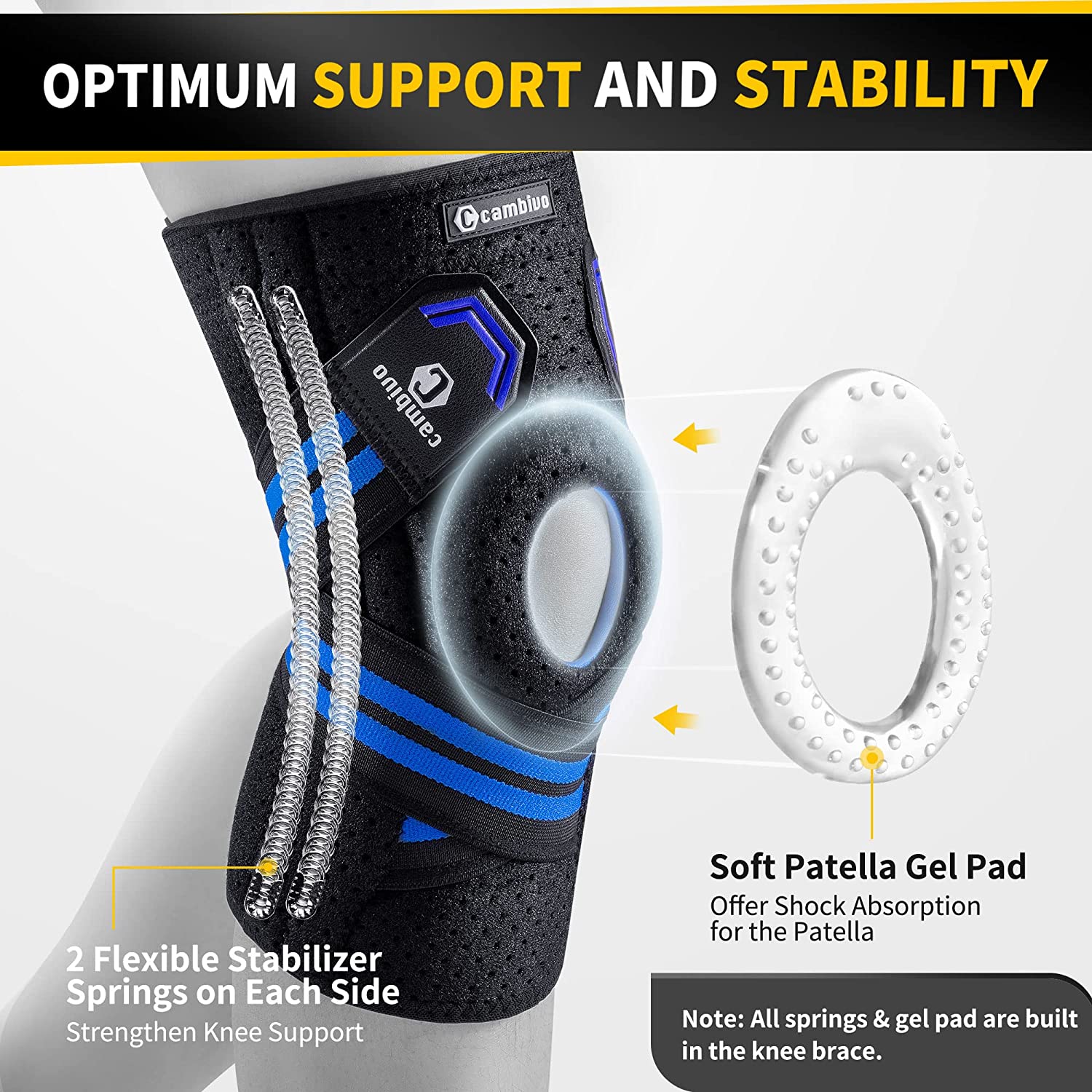 Cambivo Knee Brace with Side Stabilizers, Size L photo 3