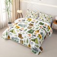 thumbnail image 3 of Manfei Camping RV Car Quilt King 3 Pieces,Adventure Guitar Mushroom King Coverlet Set,White Green Yellow,1 Bedspread and 2 Pillowcases, 3 of 7