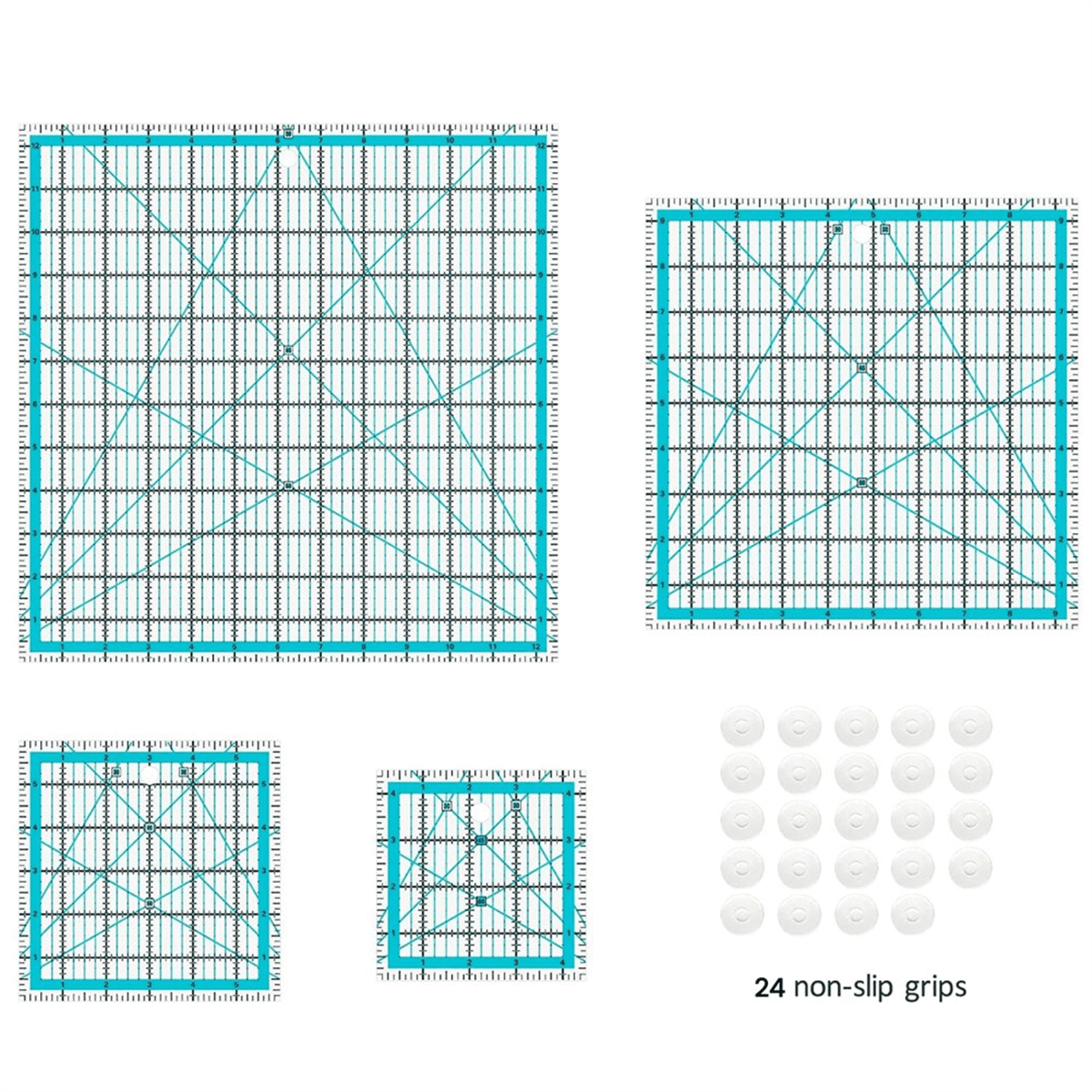 4pcs Quilting Rulers,Quilting Rulers and Templates,Square Quilting Rulers Fabric Cutting Ruler for Quilting and Sewing