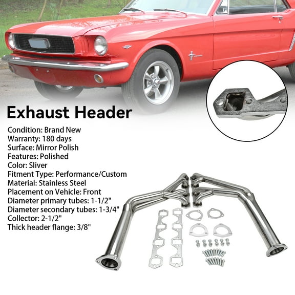 Manifold Header Fit for Mustang 260/289/302 V8 64-70 Tri-y Header Stainless Steel