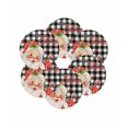 thumbnail image 7 of 13 Inch Round Placemats Set of 6, Red Black Santa Christmas Non Slip Heat Insulation PP Table Mats, Plaid Xmas Snowflake Winter Farmhouse Washable Place Mats for Kitchen Dining Party Table Decor, 7 of 7