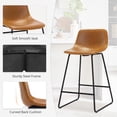 thumbnail image 4 of Carolayne 24" Bar Stools Set of 4, Counter Height Stools with Back for Kitchen Island and Dining Room, Faux Leather, Whisky Brown, 4 of 6