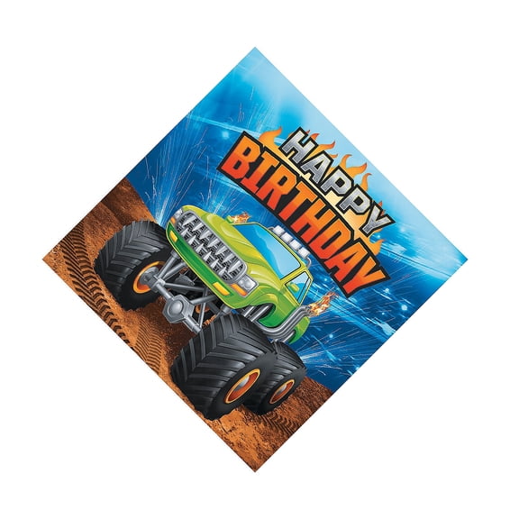 Monster Truck Party Hb Lunch Napkin - Party Supplies - 16 Pieces