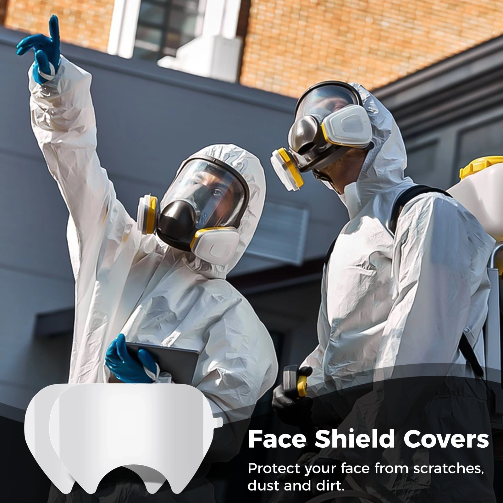 50 Pcs Peel off Lens Covers, Face Shield Covers, PET Lens Covers with Self-Adhesive Tapes, Compatible with 3M 6885, 6000, 6700, 6800, 6900 Series Face Shield Covers