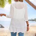 thumbnail image 4 of Summer Cardigans for Women Lightweight Cropped Lightweight 3/4 Sleeve Crochet Shrug Hollowed Out Lace Business Casual&nbsp; Kimono Cardigan, 4 of 6