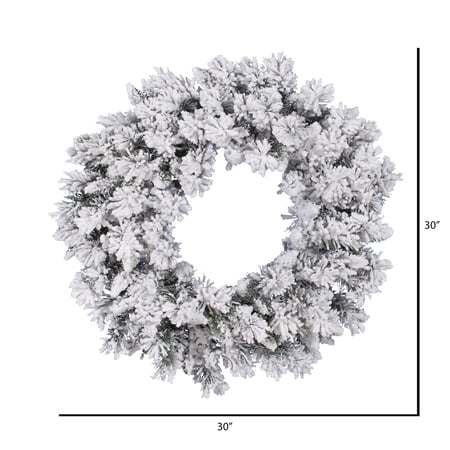 Vickerman 30 Flocked Snow Ridge Artificial Christmas Wreath Unlit