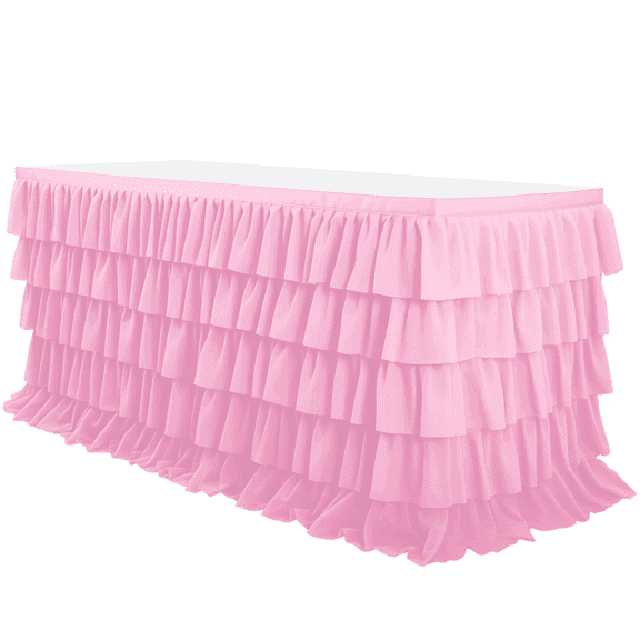 Tulle Ruffle Table Skirt,72X30X30" Colorful Mesh Party Table Decor, Fluffy Tutu Table Cloth Skirt, Disposable Reusable Table Cover, For Birthday Parties, Banquets, Event & Wedding Table Decoration