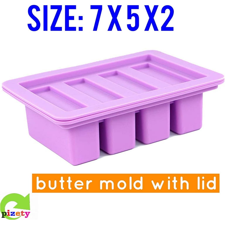 Gourmet Silicone Butter Mold with Lid Rectangle Tray with 4 Cavities
