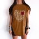 thumbnail image 5 of Moda Retro Moda Casual Cuello redondo Manga corta Ranura Estampado Camiseta Top Pompotops hkajfhjk460687, 5 of 9