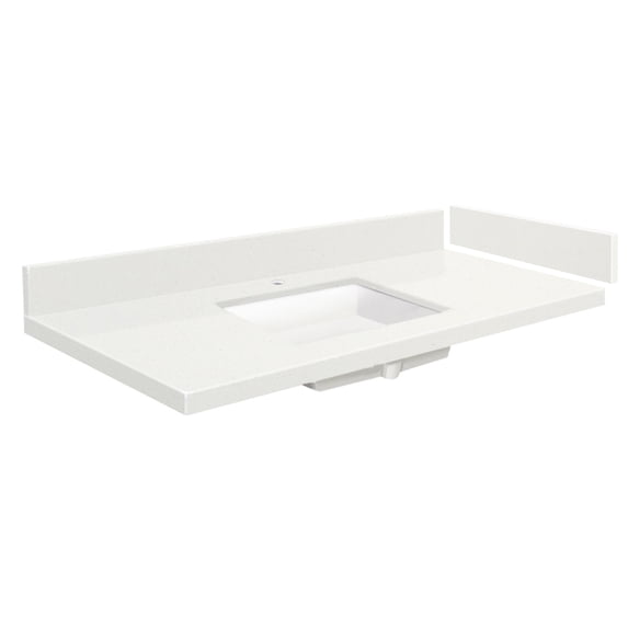 Transolid VT57.75x22-1KU-3A-A-W-1 57.75 in. D Quartz Vanity Top with Single Hole and Rectangular Undermount Sink, Milan White