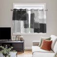 thumbnail image 4 of Black Abstract Kitchen Curtains Window Panels, Grey Geometric Oil Painting Vintage Ombre Insulated Window Treatment Curtain, Grommet Curtains for Bedroom/Living Room/Bathroom, 2 Piece 42"Wx45"L, 4 of 8