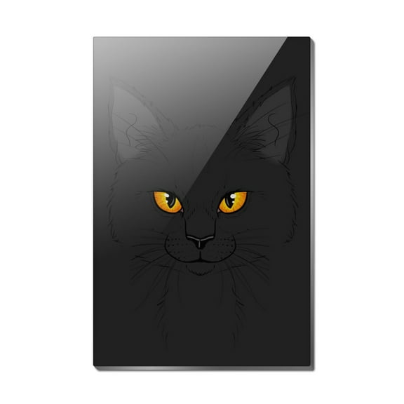 Black Cat Face Pet Kitty Rectangle Acrylic Fridge Refrigerator Magnet