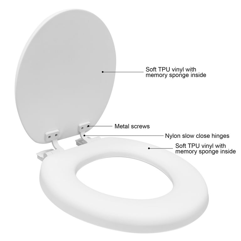 Vinyl Cushion 2 in. Round open Front Toilet Seat in White Vinyl Cushion 2 in. Round open Front Toilet Seat in White