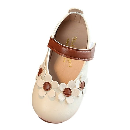 

Fsqjgq Baby Shoes Girls Fancy Cute Flat Pumps Soft Ballerina Shoes Flat Elegant Girls School Dress Shoes for Kids Girl Canvas Pu White 29