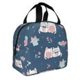 thumbnail image 2 of ZNDUO Reusable Lunch Bag, Insulated Lunch Bag for Women Men - Kawaii Pastel Cats Tote Lunch Bag, Picnic School Work Office, 2 of 9
