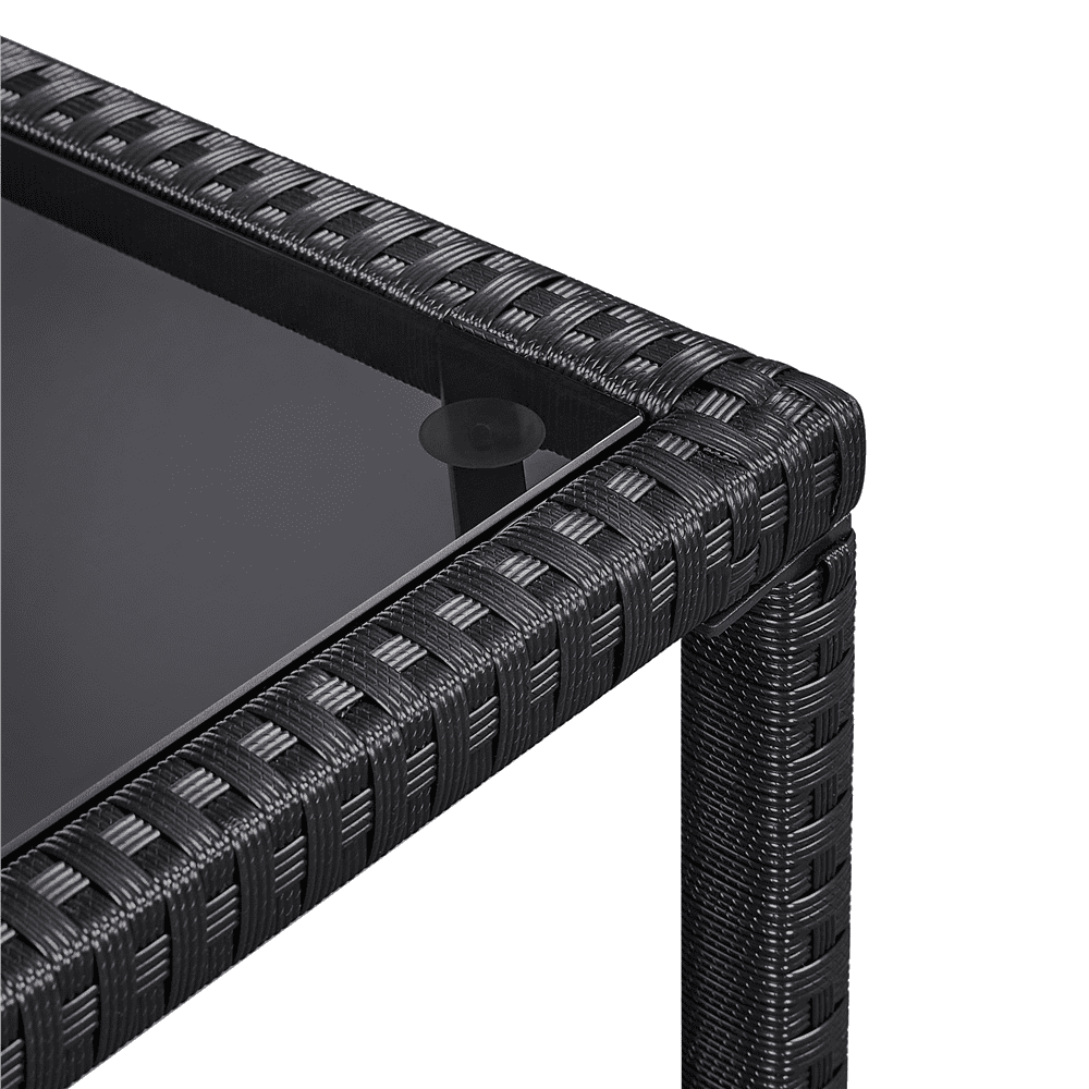 Renwick Outdoor Wicker Coffee Table with Storage Shelf, Black