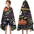 thumbnail image 3 of Happy Halloween Pattern Hooded Bath Towel，60"x35" for Ages 3 To 12 Kids, Quick Dry Lightweight Soft Microfiber Hood Beach Towel Cover Up for Kids, 3 of 7