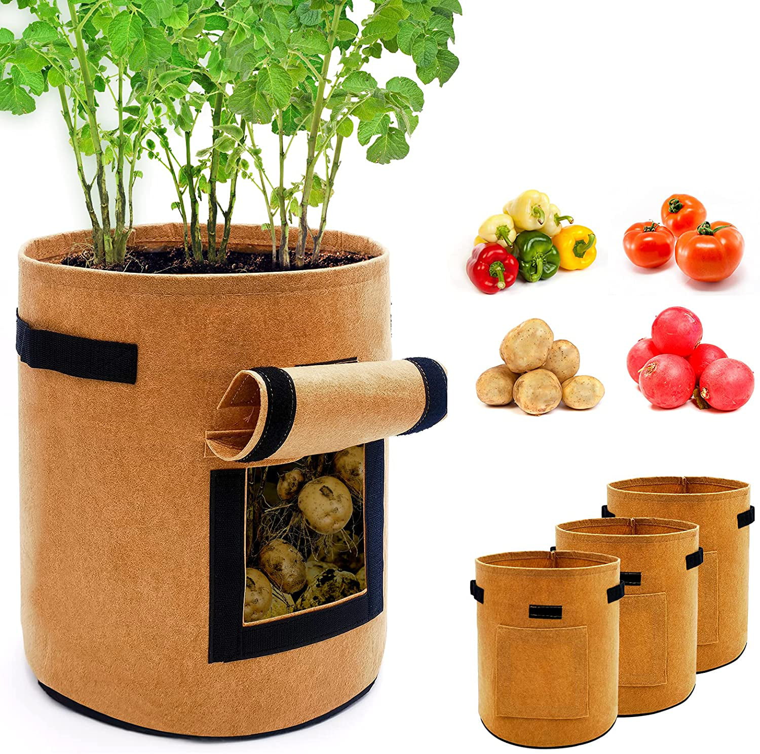 Basket Container Vegetable Flower Pot 5/7/10 Gallon Felt Plant Grow Bag