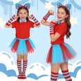 thumbnail image 3 of 5PCS Book Character Costumes for Kids Girls, Thing Costume with Red Blue Tutu Fuzzy Headband Bow Tie High Socks and Gloves for Halloween Reading Week Birthday and Cosplay Prty, 3 of 7