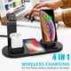 thumbnail image 5 of Cargador inalámbrico, base de carga inalámbrica 4 en 1 para Apple Watch y Airpods, estación de carga compatible con iPhone X/XS/XR/Xs Max/8/8 Plus-negro/plateado MFZFUKR FLD-2781, 5 of 9