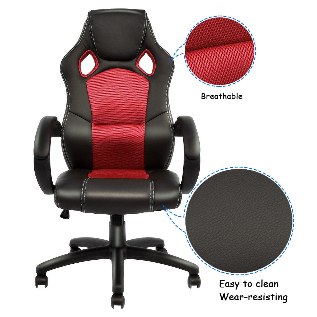 Costway High Back Racing Chair Bucket Seat Office Desk Gaming