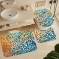thumbnail image 6 of 4 Pcs Shower Curtain Sets Colorful Circles in A Grid Bathroom Decor Set with Non-Slip Rugs Toilet Lid Cover And Bath Mat Dandelion Circle 12 Plastic Hooks for Bathroom Decor Set 72inch X 72inch, 6 of 8