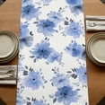thumbnail image 5 of Blue Spring Floral Table Runner, Elegant Flowers Summer Botanical Washable Cotton Linen Table Runners 70 Inches Long, Dresser Scarf Runner for Dining/Kitchen/Coffee/TV Stands/Cabinets 13''x70'', 5 of 9